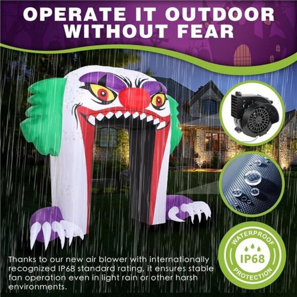 Giant 10 FT Halloween Inflatables Clown Archway Outdoor Decorations - Picture 4 of 7